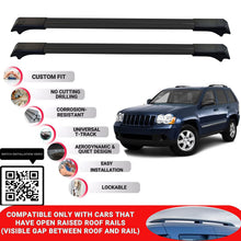 Roof Rack Cross Bars for Jeep Grand Choerkee 2005-2010 Lockable Bars 2 Pcs Black