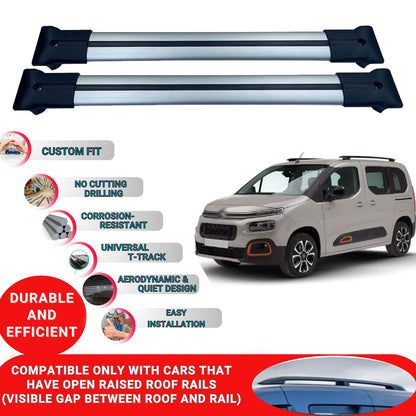 Roof Racks Cross Bars For Citroen Berlingo 3 2019 And Later 2 Pcs Grey