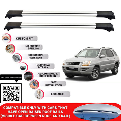 Roof Rack Cross Bars for Kia Sportage 2004-2009 Lockable Roof Bars 2 Pcs Grey