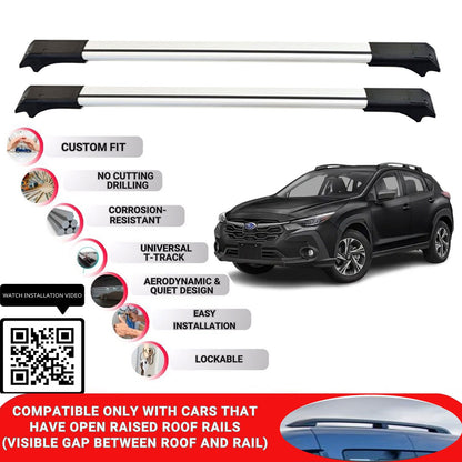 Roof Rack Cross Bars for Subaru Crosstrek 2023+ Lockable Roof Bars 2 Pcs Grey
