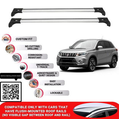 Roof Bars for Suzuki Vitara 2015+ Lockable Roof Rack Cross Bars 2 Pcs Grey