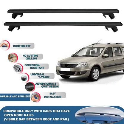 Roof Rack Cross Bars for Dacia Logan Mcv 5D 2007-2013 Rail Carrier for Roof Tents 2 Pcs Black