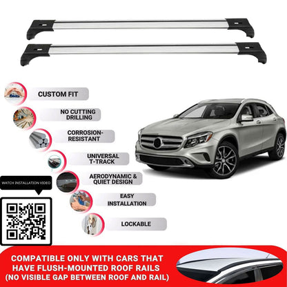 Roof Bars for Mercedes Gla 2014-2020 Lockable Roof Rack Cross Bars 2 Pcs Grey