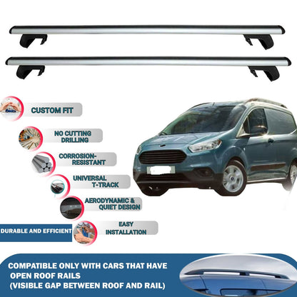 Roof Rack Cross Bars for Ford Transit Courier Van 2014-2023 Rail Carrier for Roof Tents 2 Pcs Grey