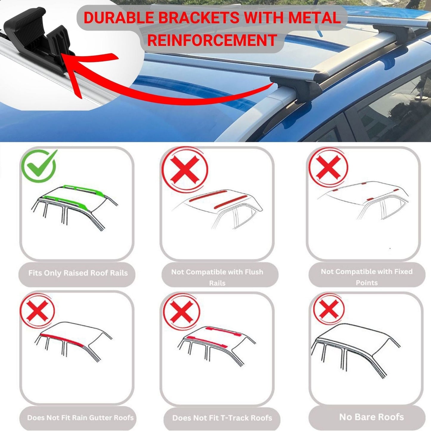 Roof Rack Cross Bars for Hyundai i20 Active 2014-2020 Rail Carrier for Roof Tents 2 Pcs Black