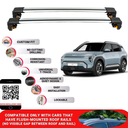 Premium Roof Bars For Kia Ev3 Suv 2024+ Secure Roof Rack Cross Bar 2 Pcss Secure Grey
