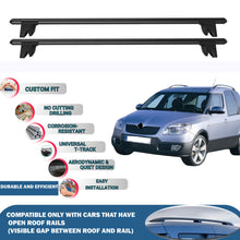 Lockable Roof Rack Cross Bars for Skoda Roomster Scout 2007-2015 | Heavy Duty Rail Carrier 2 Pcs Black