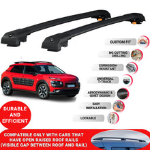 Roof Bar for Citroen C4 Cactus 2014-2021 Lockable Roof Rack Cross Bars 2 Pcs Black
