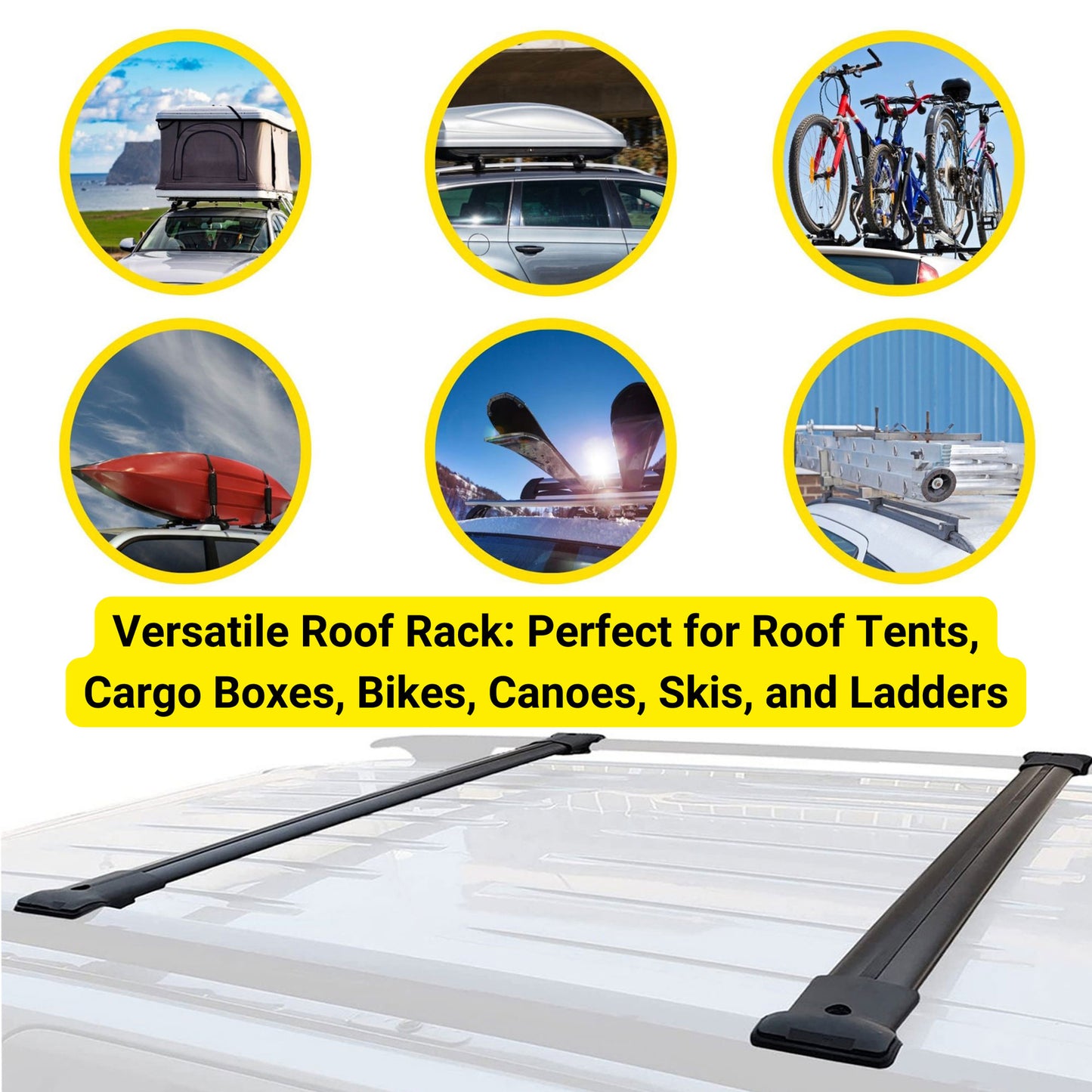 Roof Racks Cross Bars For Landrover Freelander 1 1998-2007 2 Pcs Black
