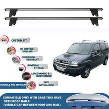 Lockable Roof Rack Cross Bars for Fiat Doblo 2000-2009 | Heavy Duty Rail Carrier 2 Pcs Grey