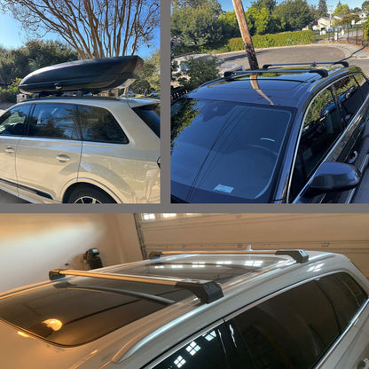 Car Roof Bars for Audi Q7 2016-2025 Lockable Roof Rack Cross Bars 2 Pcs Grey