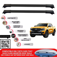 Roof Rack Cross Bars for Ford Ranger 2023+ Lockable Roof Bars 2 Pcs Black