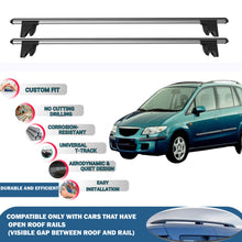 Lockable Roof Rack Cross Bars for Mazda Premacy 1999-2004 | Heavy Duty Rail Carrier 2 Pcs Grey