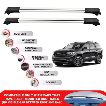 2X Car Roof Rack Cross Bars for Gmc Acadia 2017-2023 Lockable Roof Bars Grey