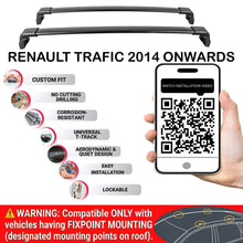 Lockable Roof Bars for Renault Trafic III 2014+ | Fixpoint No Roof Rails 2 Pcs Black