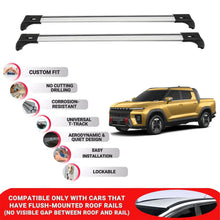 2X Car Roof Bars for Ssangyong Musso Ev 2025+ Lockable Roof Rack Cross Bars Grey