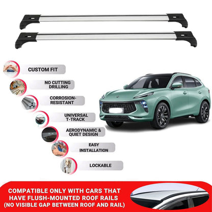 2X Car Roof Bars for Forting T5 Evo 2020+ Lockable Roof Rack Cross Bars Grey