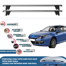 Lockable Roof Rack Cross Bars for Renault Laguna X91 Estate/G.tour 2008-2015 | Heavy Duty Rail Carrier 2 Pcs Grey