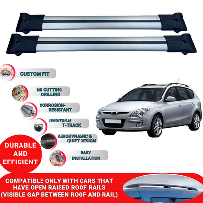 Roof Racks Cross Bars For Hyundai I30 Sw 2007-2012 2 Pcs Grey