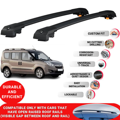 Roof Bar for Vauxhall Combo D 2012-2018 Lockable Roof Rack Cross Bars 2 Pcs Black