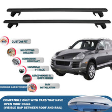 Roof Rack Cross Bars for Porsche Cayenne E1 2003-2010 Rail Carrier for Roof Tents 2 Pcs Black