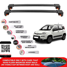 Premium Roof Bars For Fiat Panda Hb 2012+ Secure Roof Rack Cross Bar 2 Pcss Secure Black