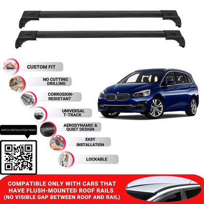 Roof Bars for Bmw 2 Series Gran Tourer 2015-2022; Roof Rack Cross Bars 2 Pcs Black