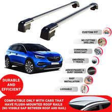 Roof Bars Rack for Vauxhall Grandland X 2018+ Lockable Rail Carrier 2 Pcs Grey