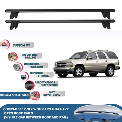 Lockable Roof Rack Cross Bars for Chevrolet Tahoe 2000-2006 | Heavy Duty Rail Carrier 2 Pcs Black