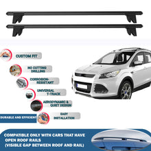 Lockable Roof Rack Cross Bars for Ford Kuga 2013-2018 | Heavy Duty Rail Carrier 2 Pcs Black