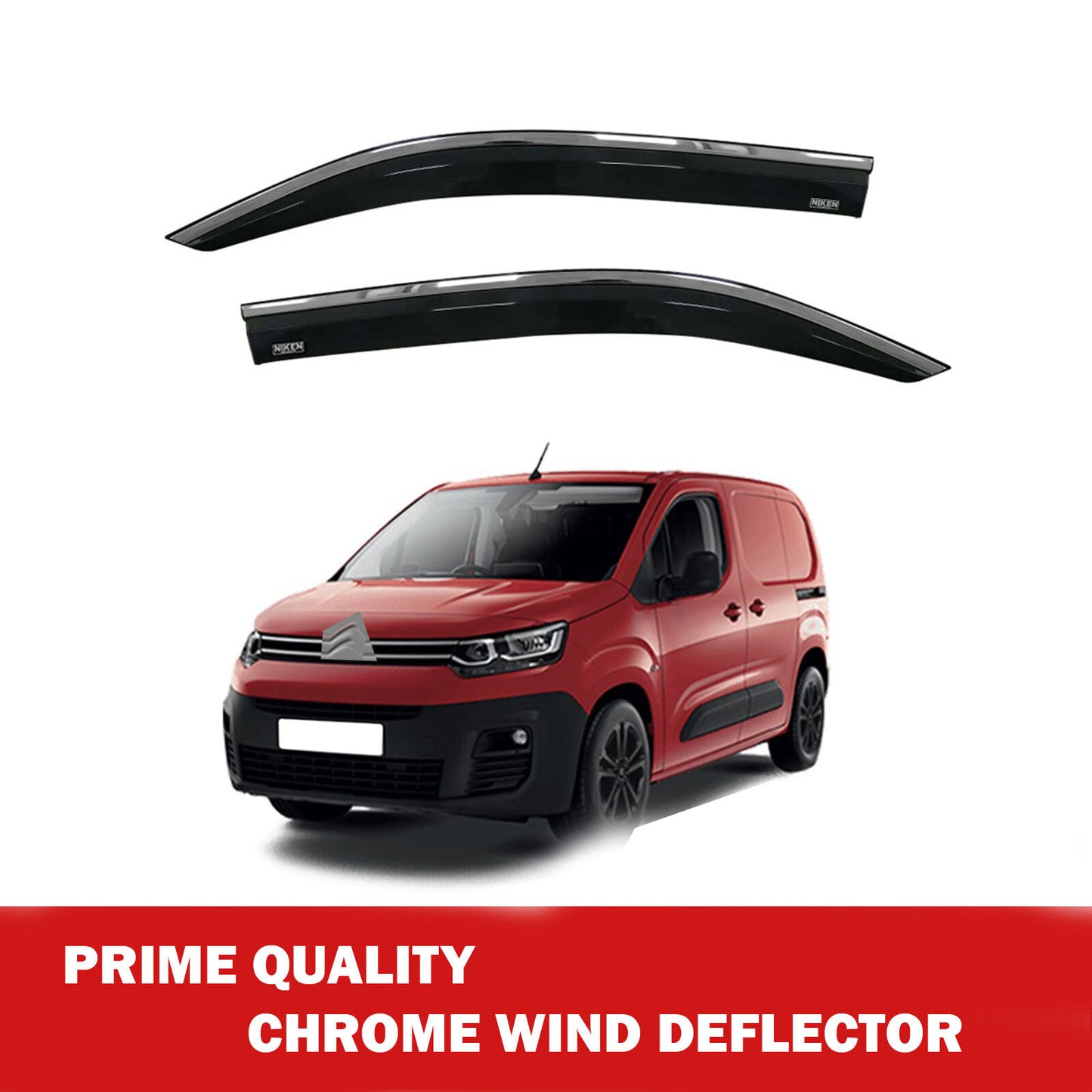 Chrome Window Wind Deflector for Citroen BerlIngo 2018+ -Rain Guard Visors 2 pcs