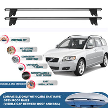 Lockable Roof Rack Cross Bars for Volvo V50 Estate 2004-2013 | Heavy Duty Rail Carrier 2 Pcs Grey