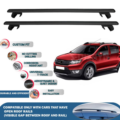 Roof Rack Cross Bars for Dacia Sandero Stepway 2013-2020 Rail Carrier for Roof Tents 2 Pcs Black