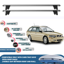 Lockable Roof Rack Cross Bars for Volvo V40 Estate 1995-2004 | Heavy Duty Rail Carrier 2 Pcs Grey