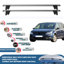 Lockable Roof Rack Cross Bars for Volkswagen Touran 2003-2015 | Heavy Duty Rail Carrier 2 Pcs Grey