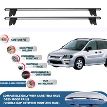Lockable Roof Rack Cross Bars for Mitsubishi RVR 1997-2002 | Heavy Duty Rail Carrier 2 Pcs Grey