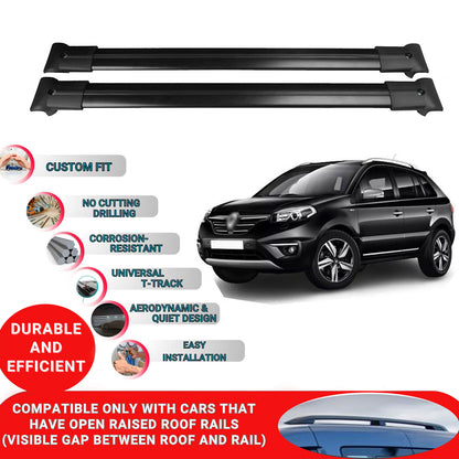 Roof Racks Cross Bars For Renault Koleos Mk1 2006-2015 2 Pcs Black