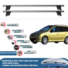 Lockable Roof Rack Cross Bars for Peugeot 206 SW 2002-2007 | Heavy Duty Rail Carrier 2 Pcs Grey