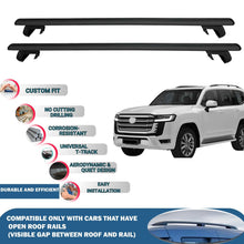 Roof Rack Cross Bars for Toyota Land Cruiser 2021-2024 Rail Carrier for Roof Tents 2 Pcs Black