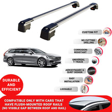 Roof Bars Rack for Volvo V90 2017+ Lockable Rail Carrier 2 Pcs Grey