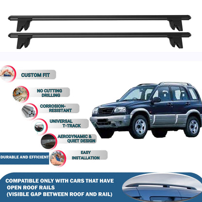 Lockable Roof Rack Cross Bars for Suzuki Vitara 1998-2006 | Heavy Duty Rail Carrier 2 Pcs Black