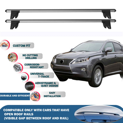 Lockable Roof Rack Cross Bars for Lexus Rx350/Rx45 Fl Al 2012-2015 | Heavy Duty Rail Carrier 2 Pcs Grey