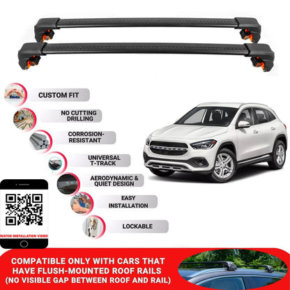 Premium Roof Bars For Mercedes Gla H247 Suv 2020+ Secure Roof Rack Cross Bar 2 Pcss Black