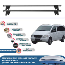 Lockable Roof Rack Cross Bars for Mercedes Vito W638/W639 2003-2014 | Heavy Duty Rail Carrier 2 Pcs Grey
