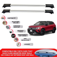 2X Car Roof Rack Cross Bars for Vw Taos 2021+ Lockable Roof Bars Grey