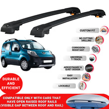 Roof Bar for Peugeot Bipper 2008-2017 Lockable Roof Rack Cross Bars 2 Pcs Black