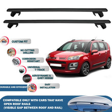 Roof Rack Cross Bars for Citroen C3 Picasso 2012-2016 Rail Carrier for Roof Tents 2 Pcs Black