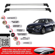 Roof Bars for Volvo Xc60 2008-2017 Lockable Roof Rack Cross Bars 2 Pcs Grey