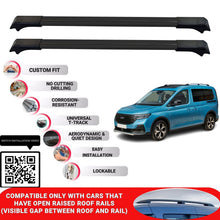 Roof Rack Cross Bars for Ford Tourneo Connect 2022+ Lockable Roof Bars 2 Pcs Black
