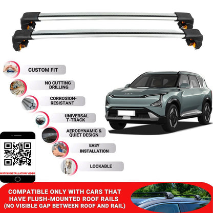 Premium Roof Bars For Kia Ev5 Suv 2024+ Secure Roof Rack Cross Bar 2 Pcss Secure Grey